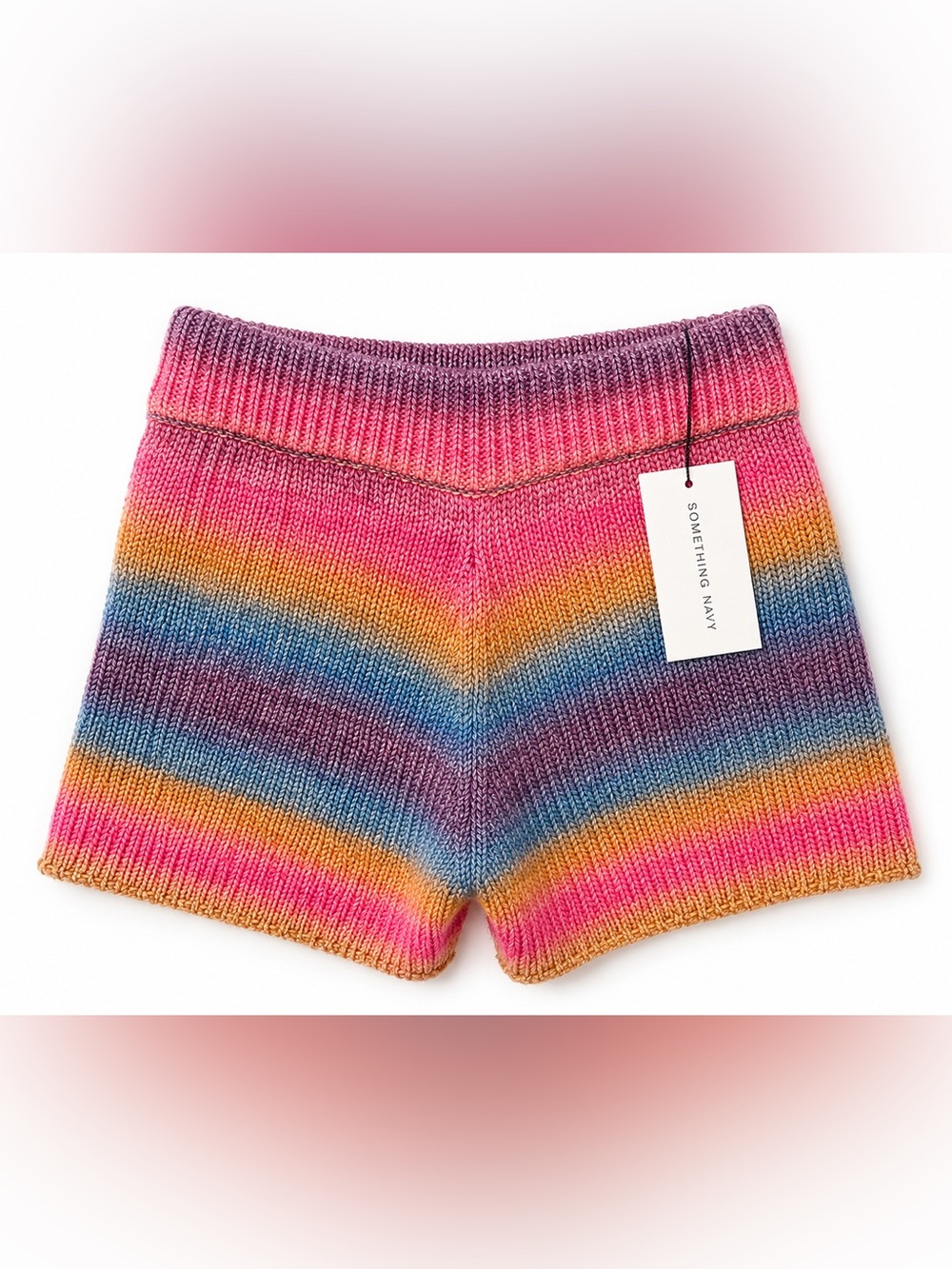 Something Navy Poppy Ombre Rainbow Knit Sweater Shorts XS NWT Wool Blend
